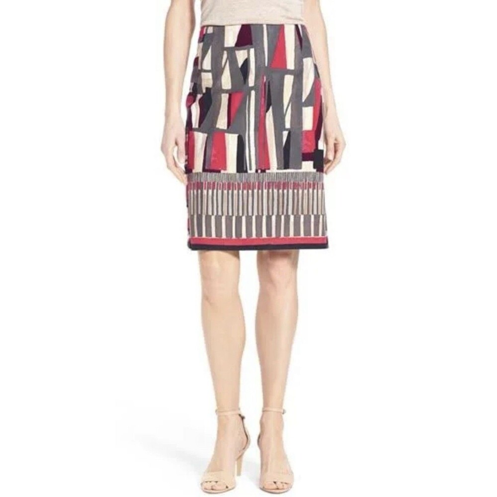 NIC+ZOE Women Size 10 'Starboard' Geo-Print Pencil Skirt Office Career